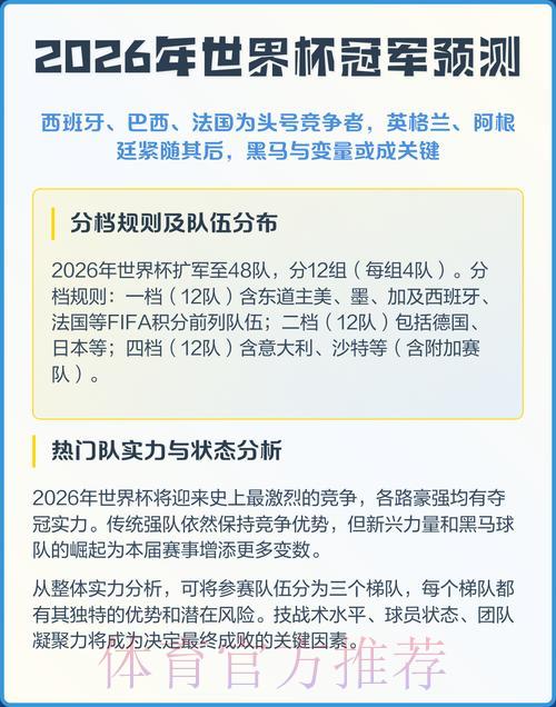 2026年世界杯预测热门网页版来袭
